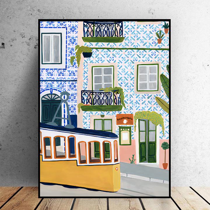 Lisbon Watercolor Travel Poster