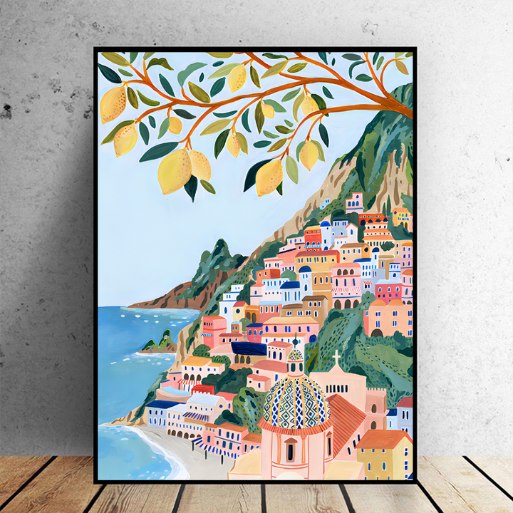 Positano Watercolor Travel Poster