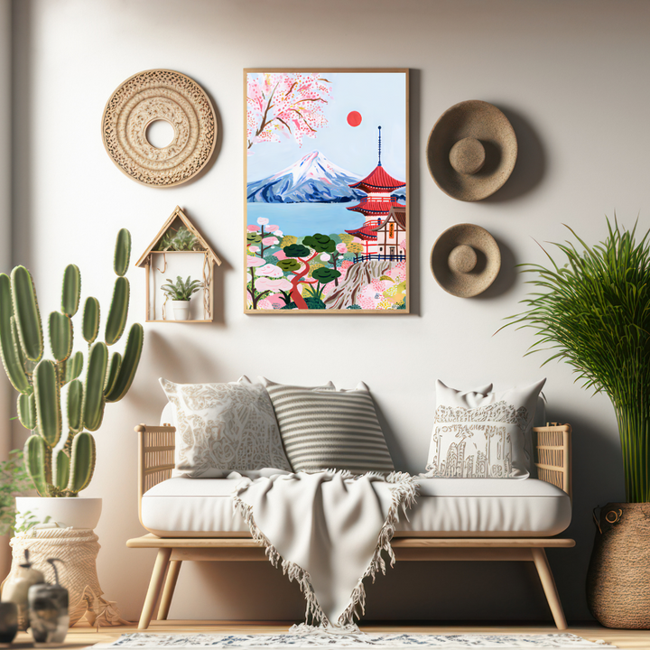 Mount Fuji Watercolor Travel Poster
