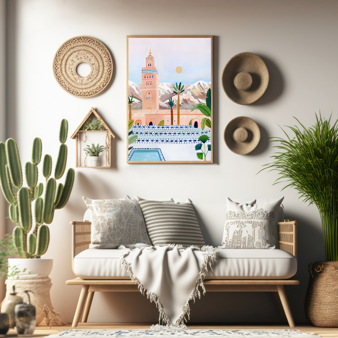 Marrakech Watercolor Travel Poster