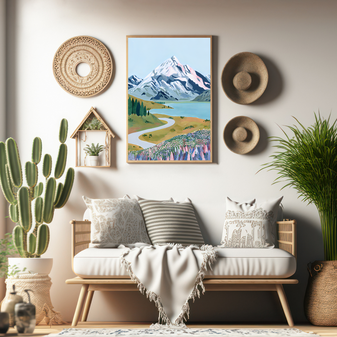 Mount Cook Watercolor Travel Poster