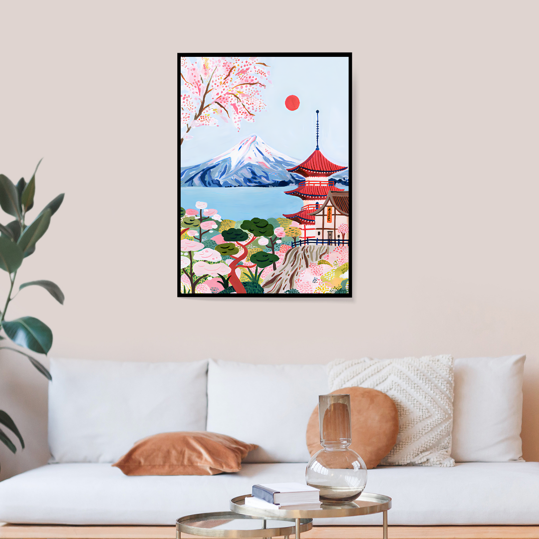 Mount Fuji Watercolor Travel Poster
