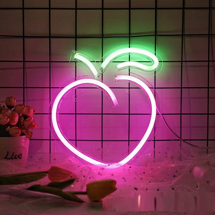Peach Emoji Neon Light
