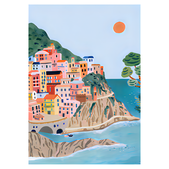 Cinque Terre Watercolor Travel Poster
