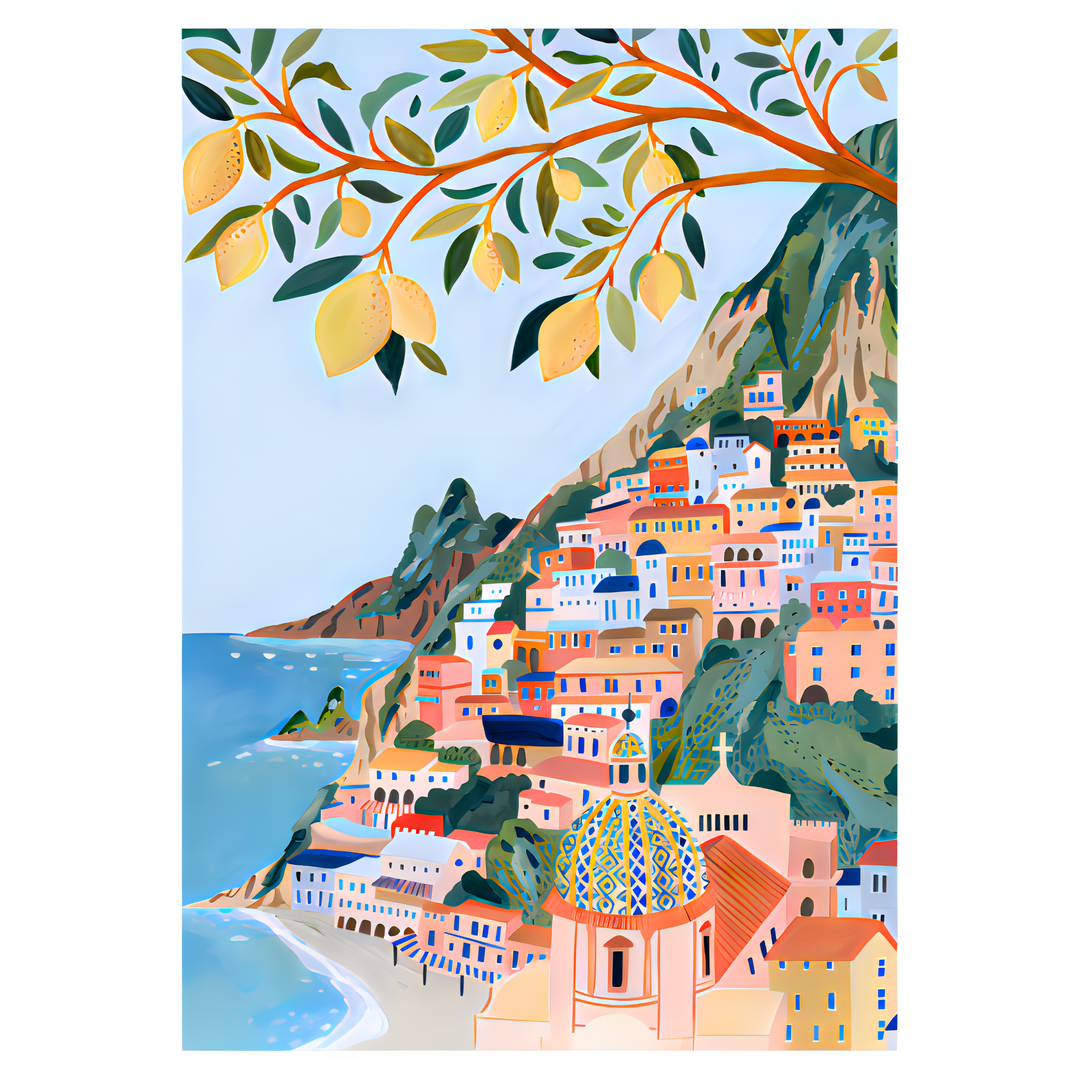 Positano Watercolor Travel Poster