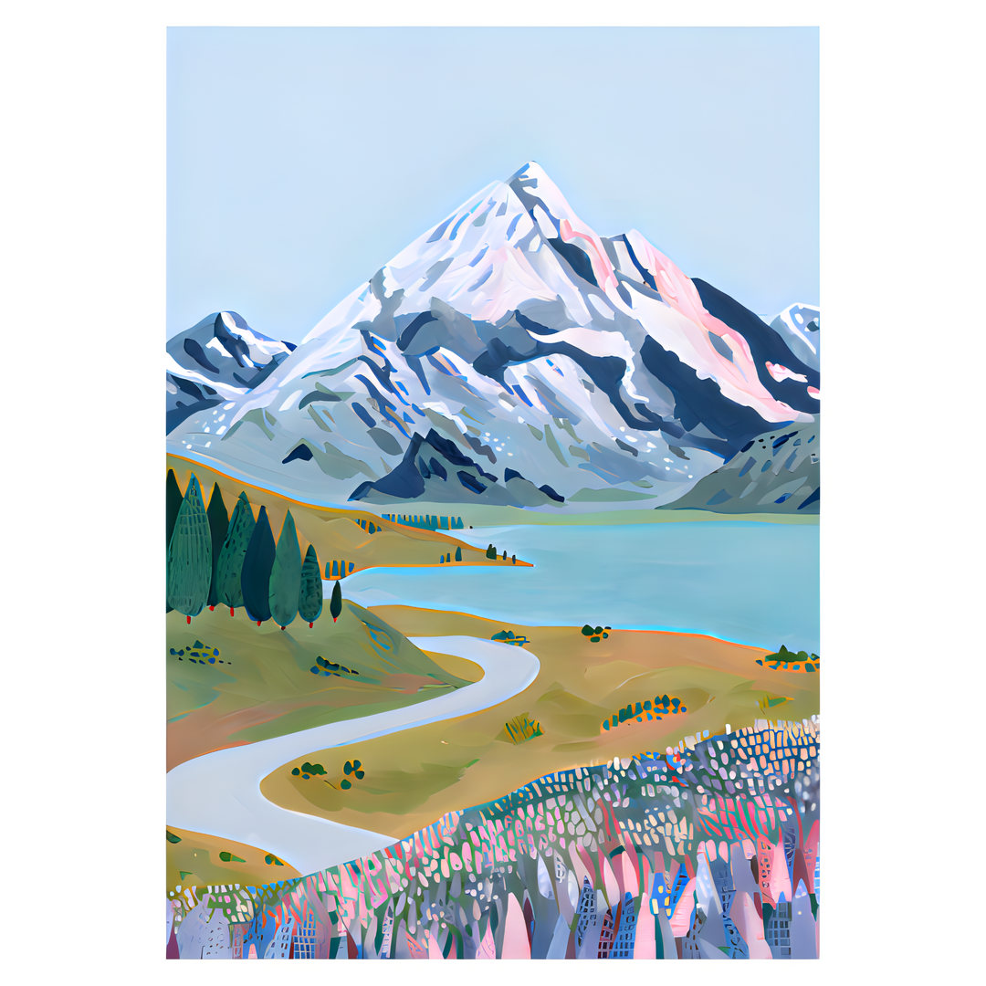 Mount Cook Watercolor Travel Poster