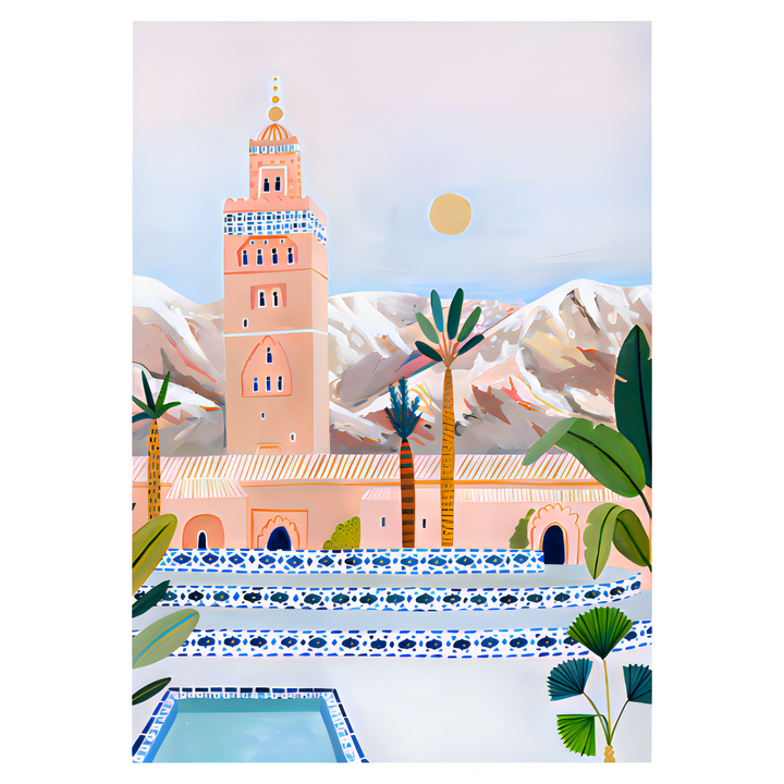 Marrakech Watercolor Travel Poster