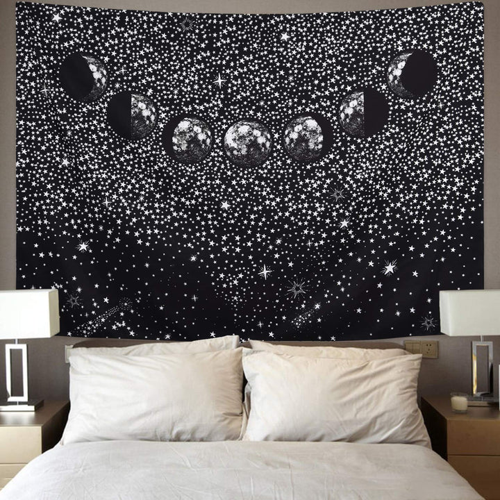 Black Moon Phases Tapestry
