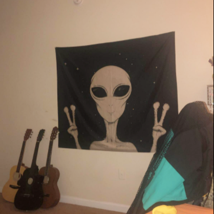 Peace Sign Alien Tapestry