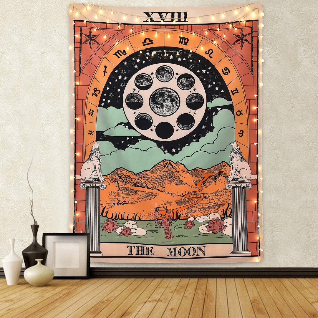 The Moon Colorful Tarot Tapestry
