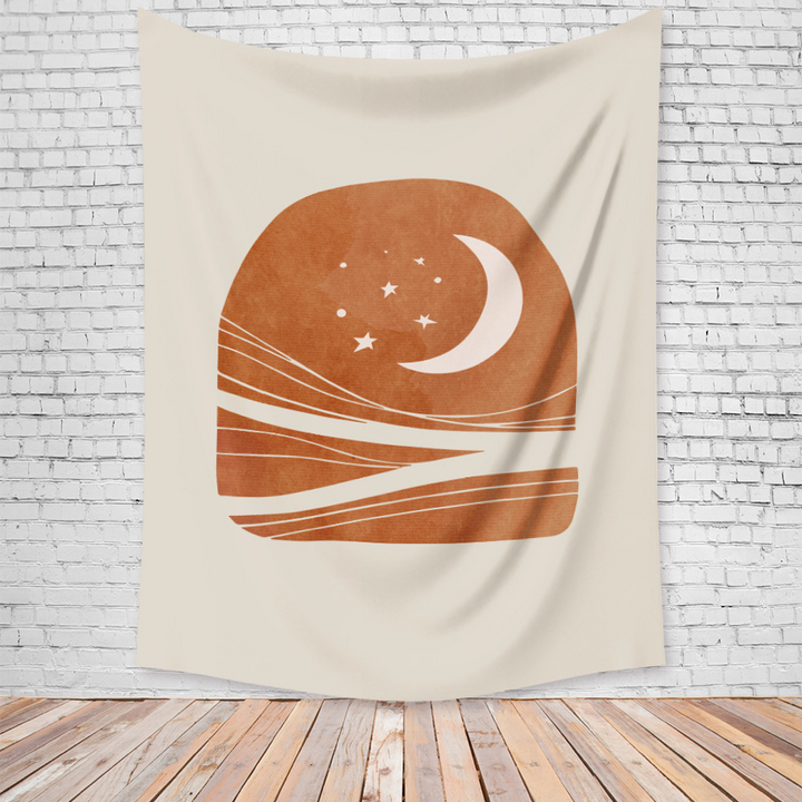 Night Crescent Moon Tapestry