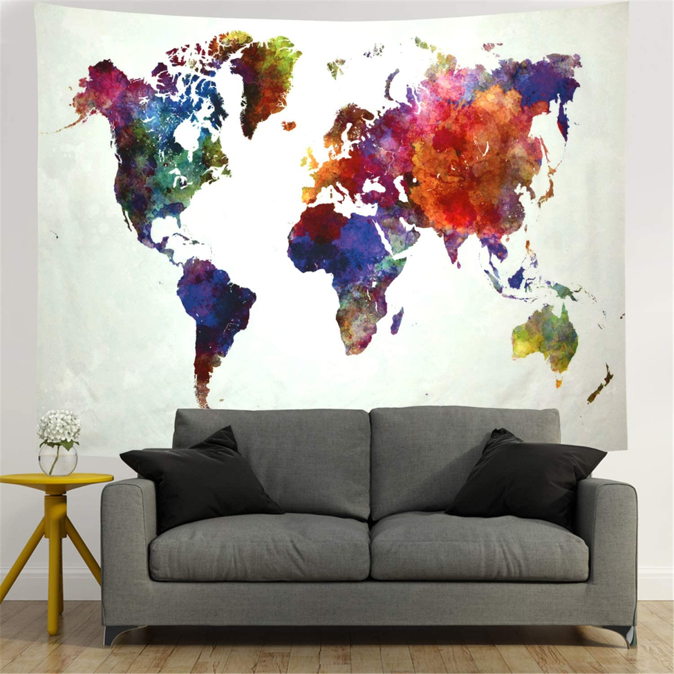 World Map In Color Tapestry