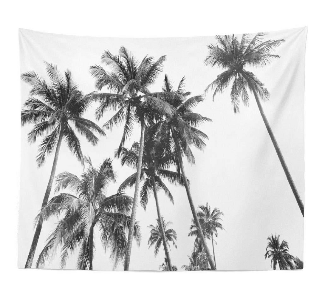 Black and White Palm Trees Tapestry