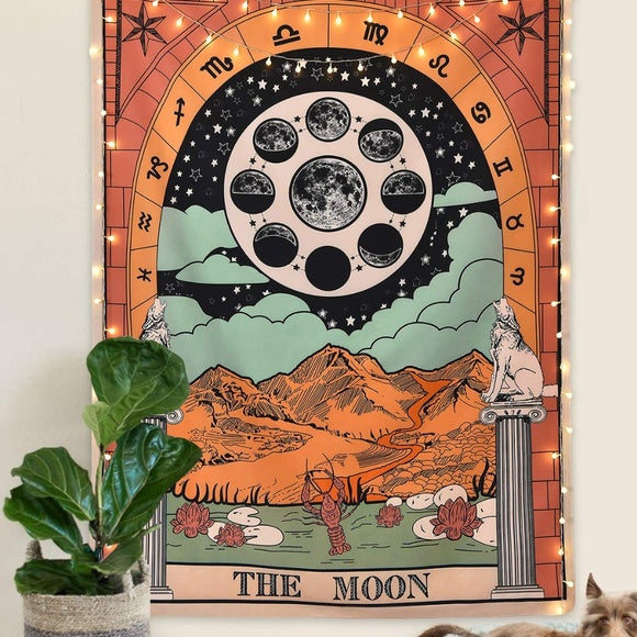 The Moon Colorful Tarot Tapestry