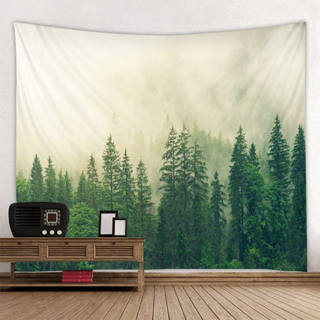 Green Forest Treetop Tapestry