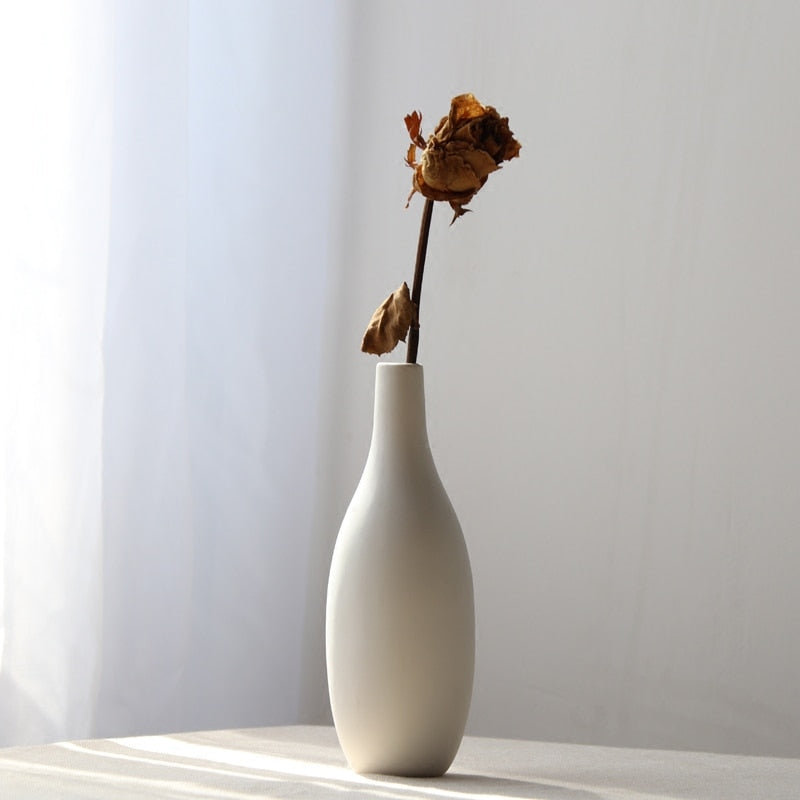 Matte White Ceramic Flower Vase