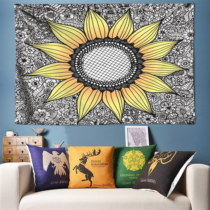 Black Sunflower Tapestry