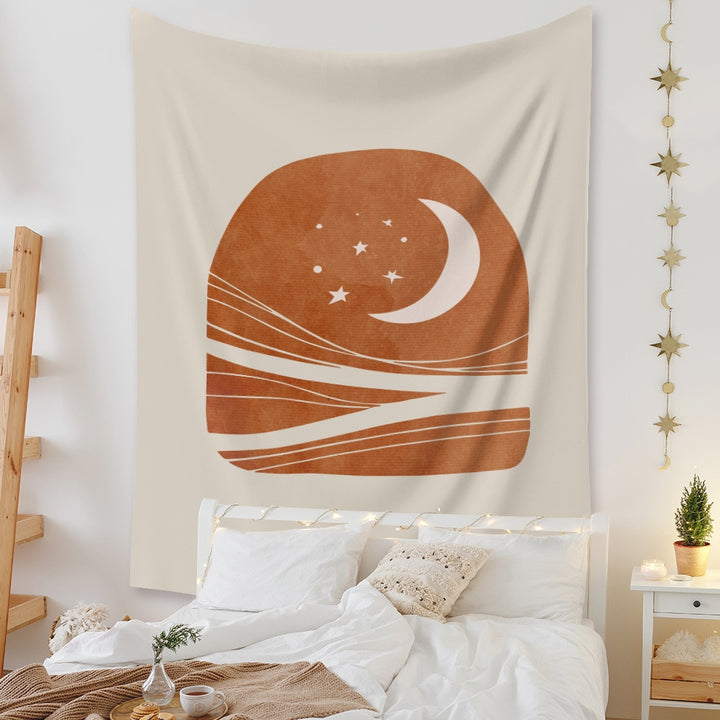 Night Crescent Moon Tapestry