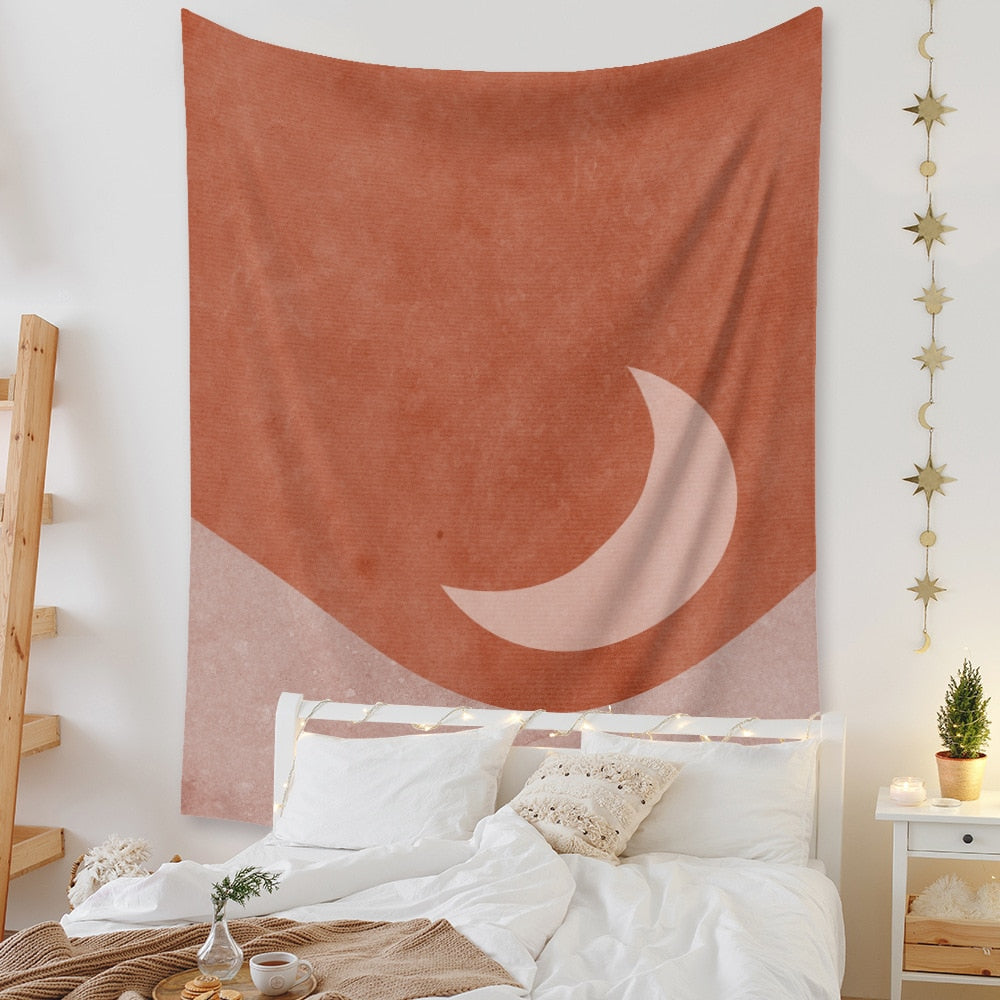 Red Crescent Moon Tapestry