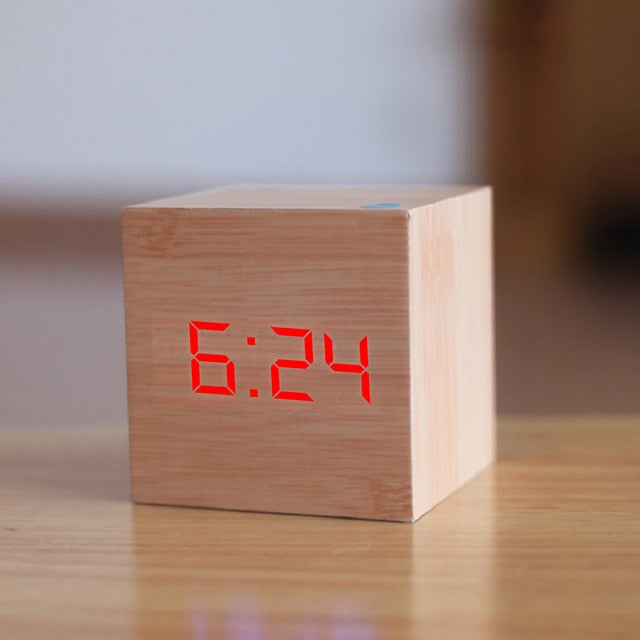 Digital Wooden LED Alarm Clock