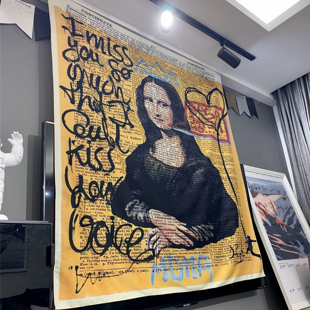 Mona Lisa Graffiti Tapestry