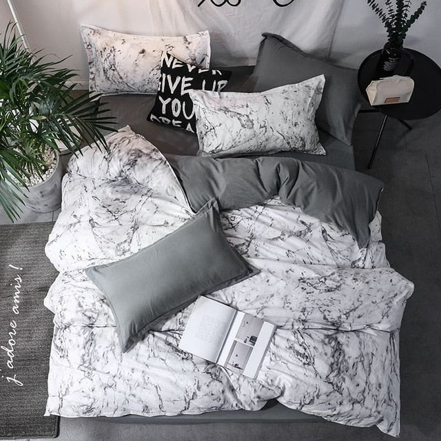 White Marble Bedding Set