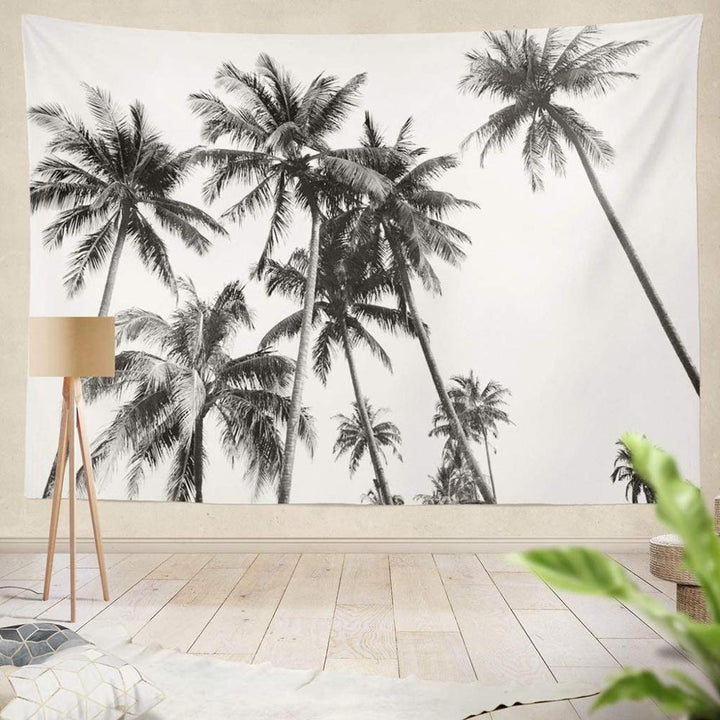Black and White Palm Trees Tapestry