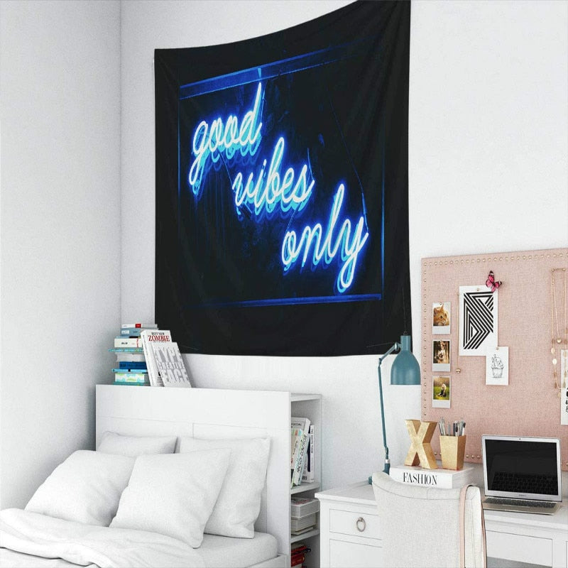 Neon Good Vibes Only Tapestry