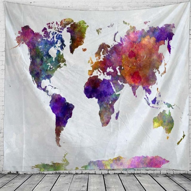 World Map In Color Tapestry
